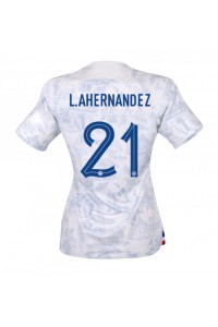 Frankrike Lucas Hernandez #21 Fotballdrakt Borte Klær Dame VM 2022 Korte ermer
